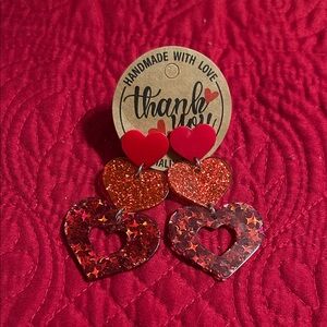 Handmade Red Heart Earrings